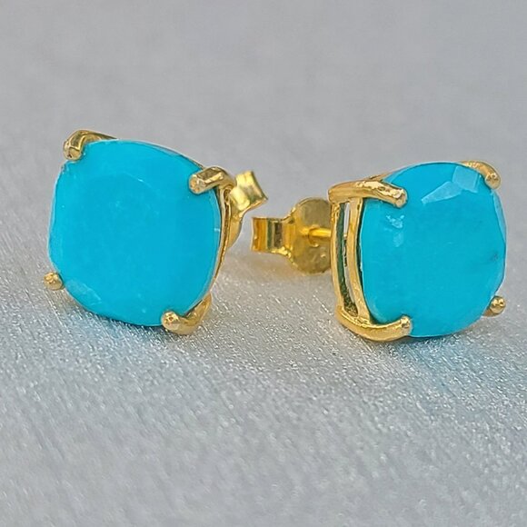 Turqoise Stud Earrings-Blue Trurqoise jewelry-gift - Picture 4 of 11
